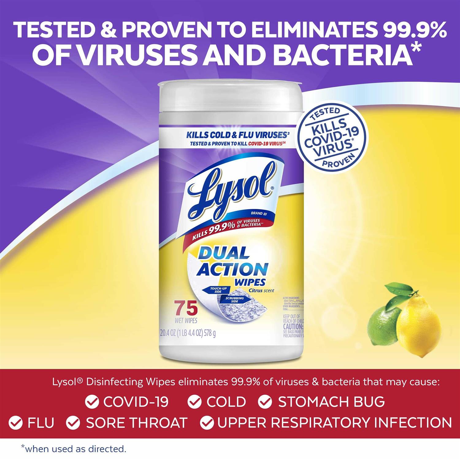 Lysol Disinfecting Wipes Dual Action - Image 2