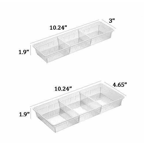 Minesign 4 Pcs Desk Drawer Organizer Plastic Makeup Drawer Dividers Cosmetic Flatware Organizer for Office Room Kitchen - Image 3