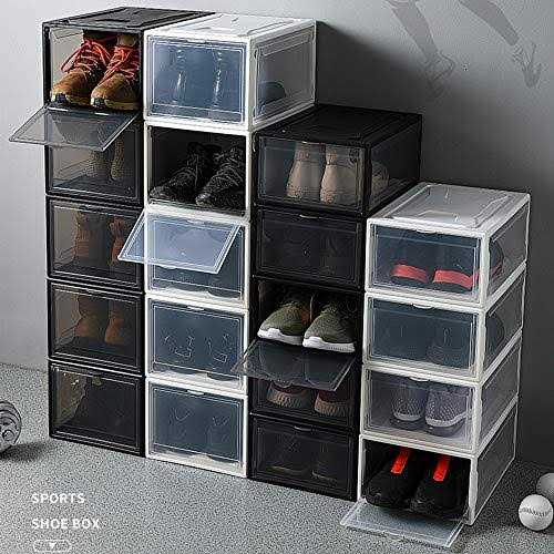 Stackable Shoe Organizer Shoes Box Womens Mens Shoe Sneakers Storage Box Foldable Stackable Shoe Storage Container Clear closet Shelf for closet - Image 2