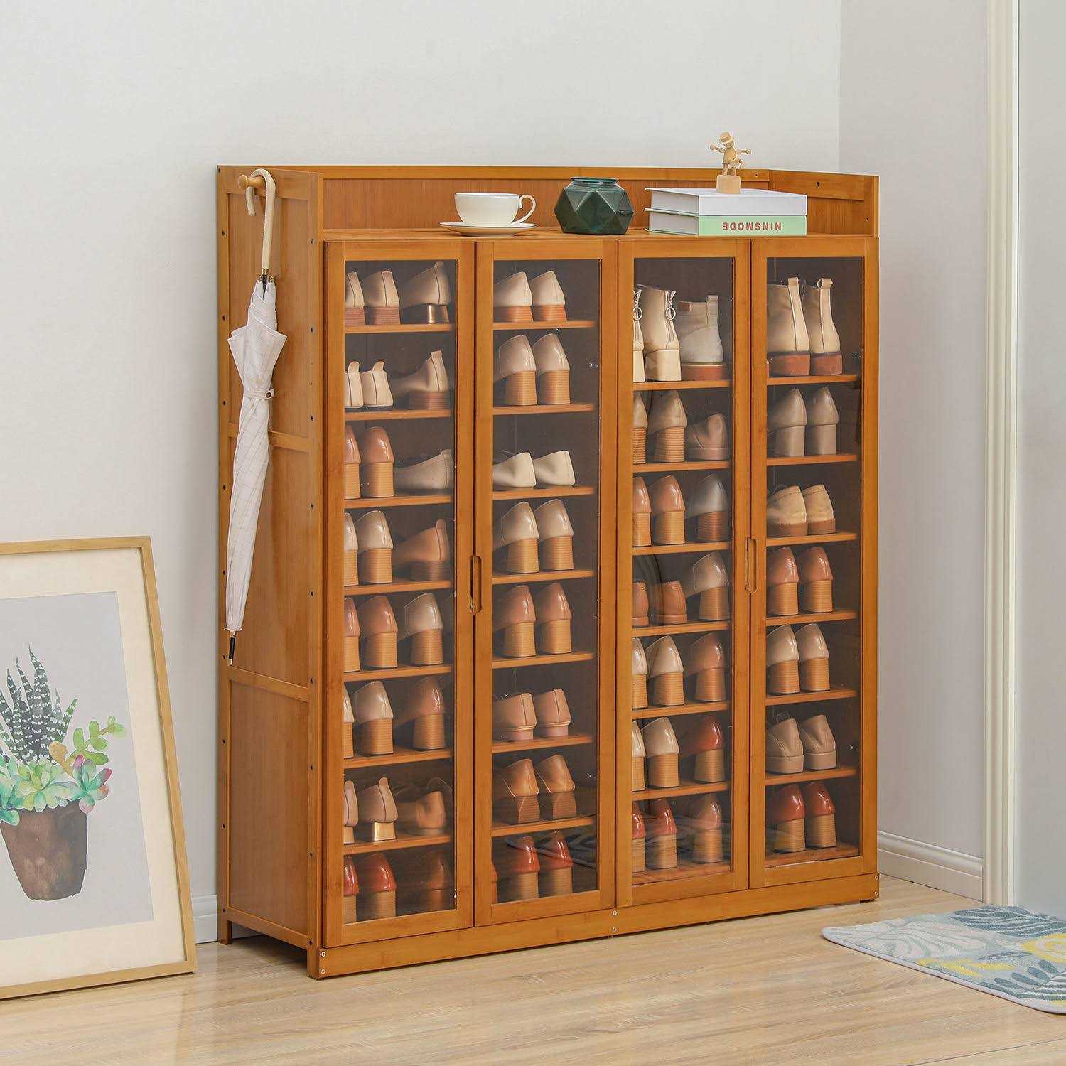 Monibloom Bamboo 9 Tiers 45 Pairs Storage Shoes Sneakers Cabinet - Image 4