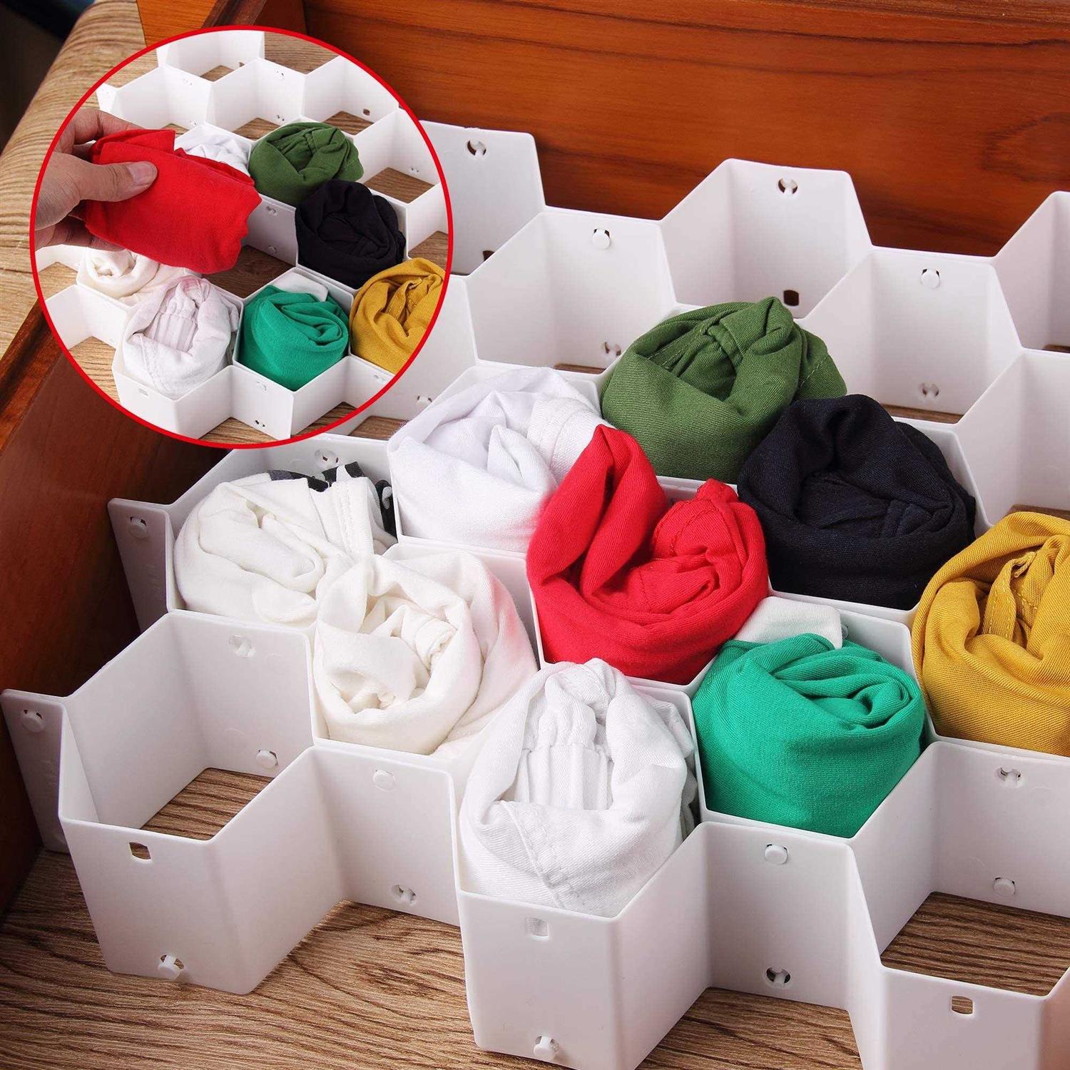JIAKAI Honeycomb Drawer Organizer,Partition Bee Style Underwear Socks Bras Ties Belts Scarves Drawer Divider Cabinet Clapboard - Image 2