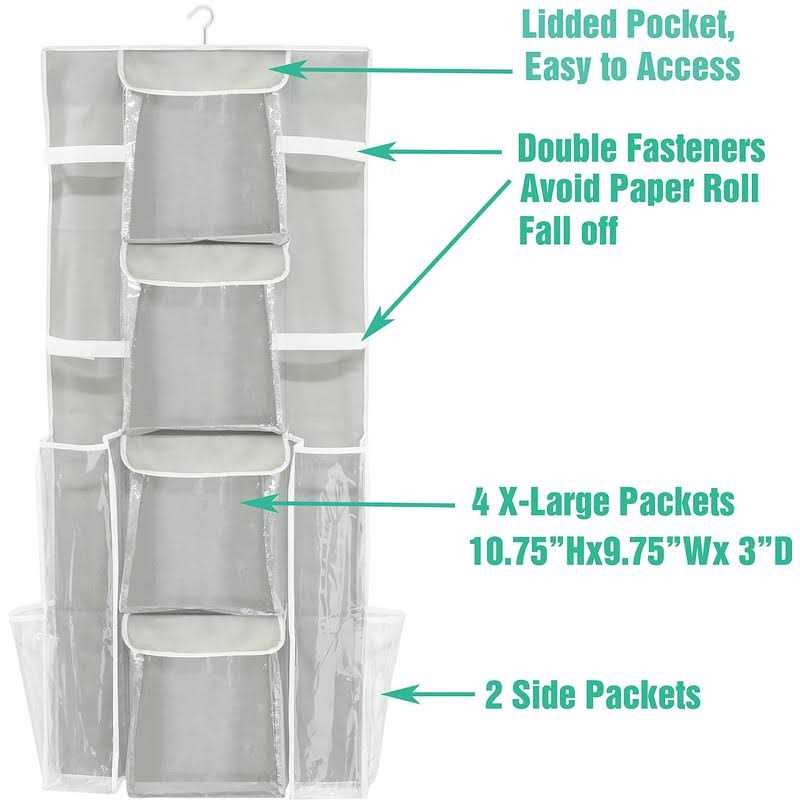 Simple Houseware Double-sided Hanging Gift Wrap Organizer Storage Pockets - Image 2