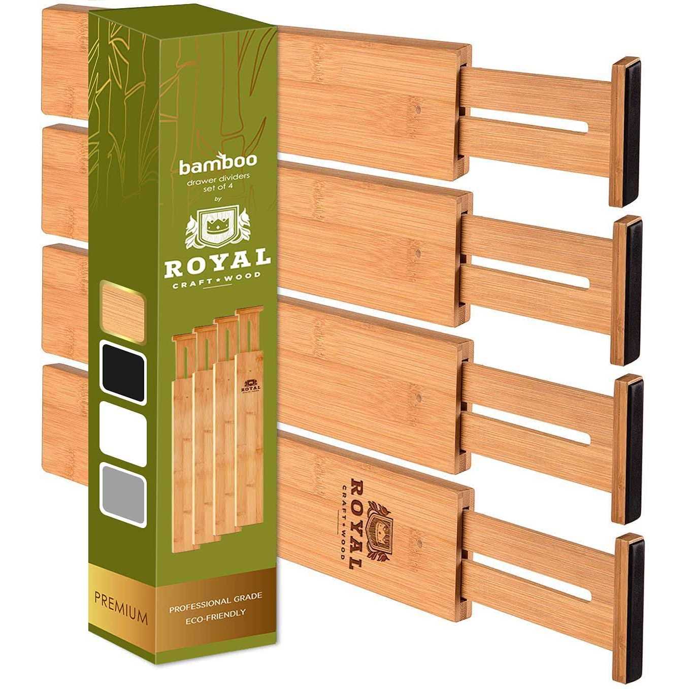 Royal Craft Wood Drawer Divider and Organizer for Kitchen Organization Adjustable Bamboo Drawer Dividers Organizers - Image 5