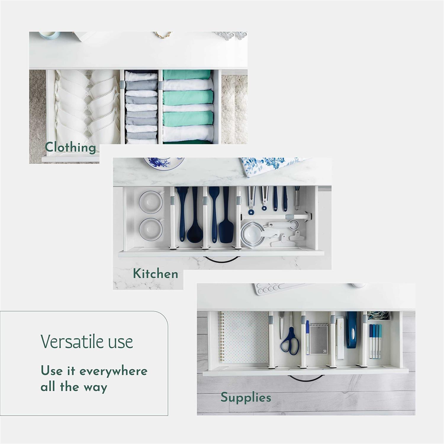 Drawer Divider Set of 5 Adjustable Length 11 17 Drawer Organizers - Image 3