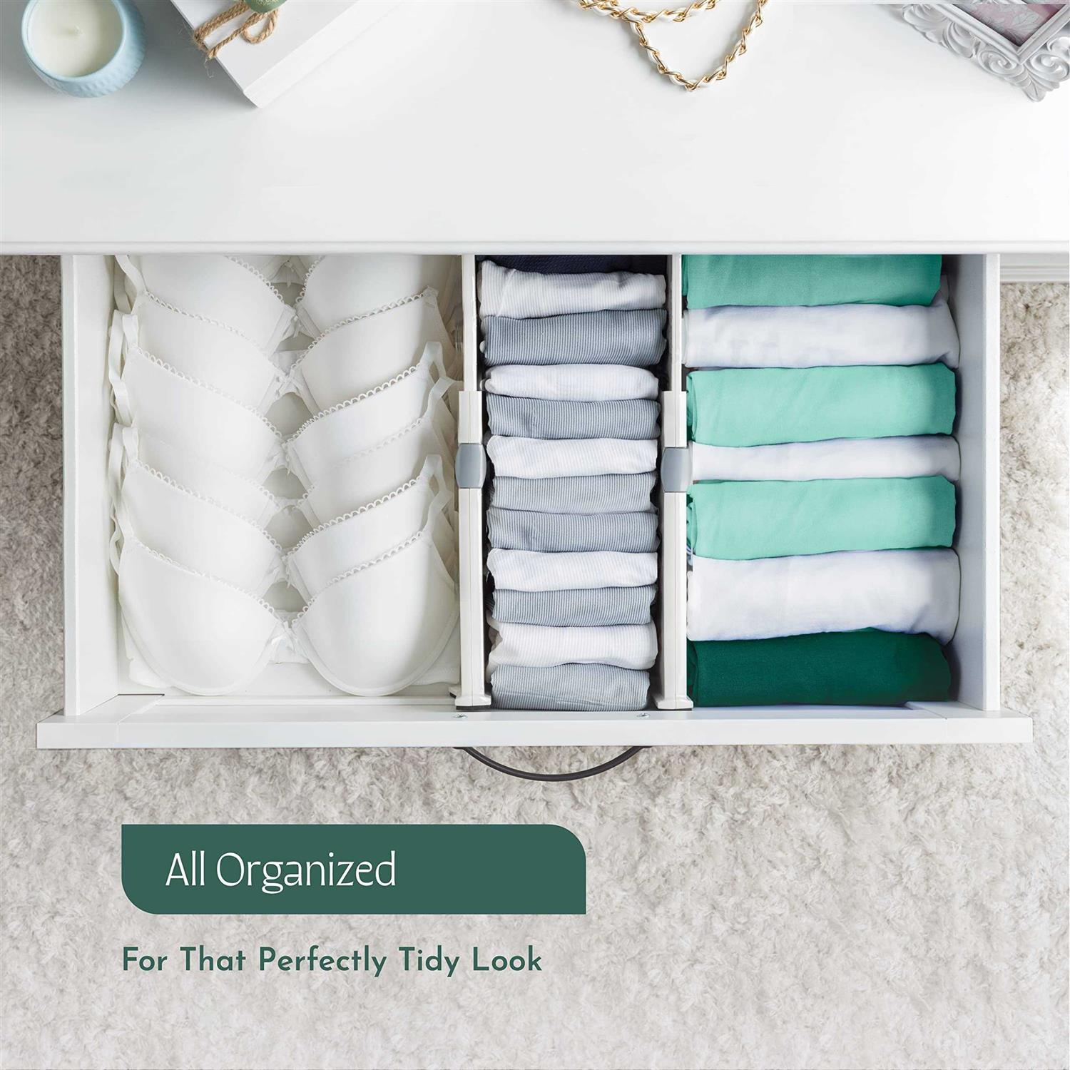 Drawer Divider Set of 5 Adjustable Length 11 17 Drawer Organizers - Image 4