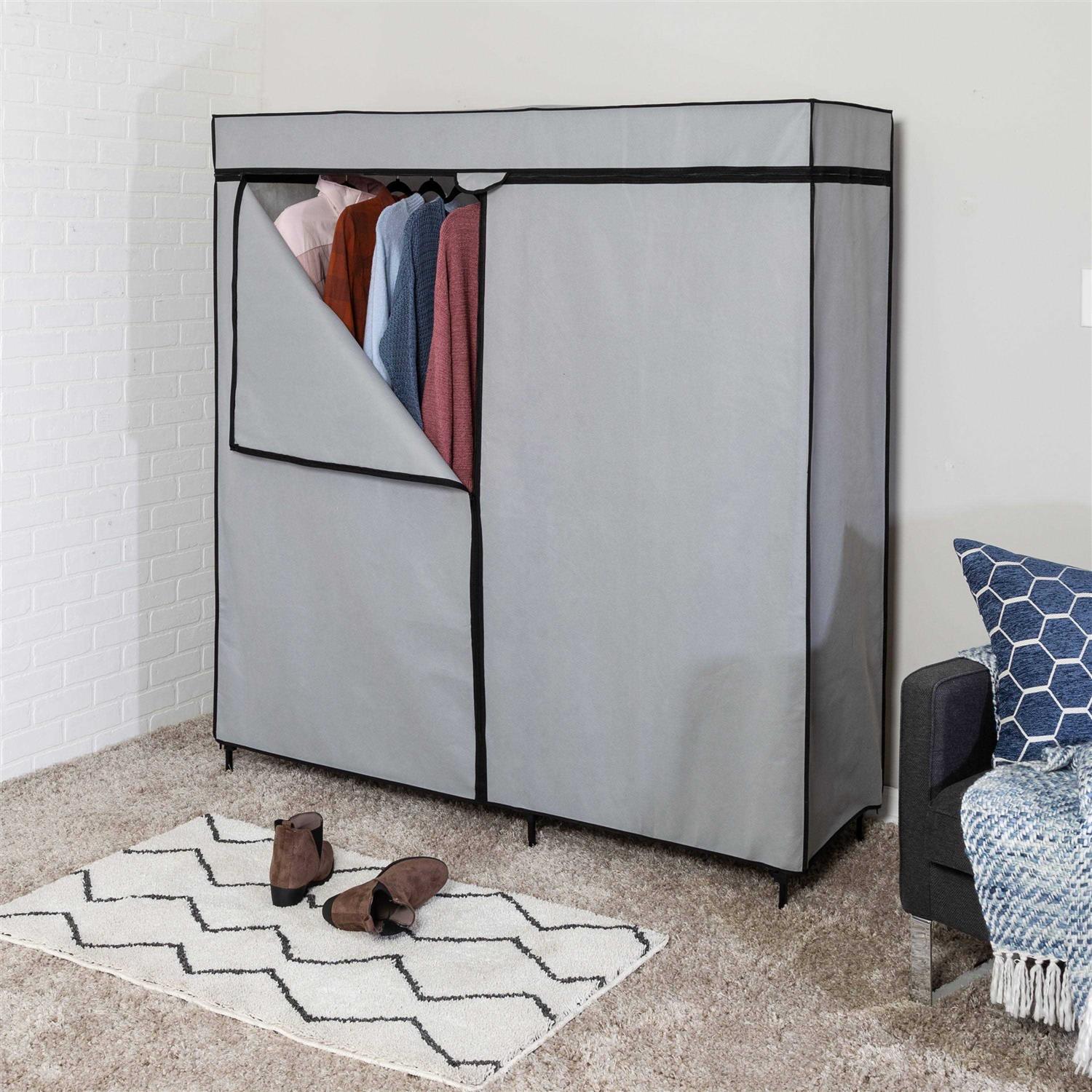 Honey-Can-Do 60-Inch Wide Double Door Portable Wardrobe Closet with Cover - Image 4