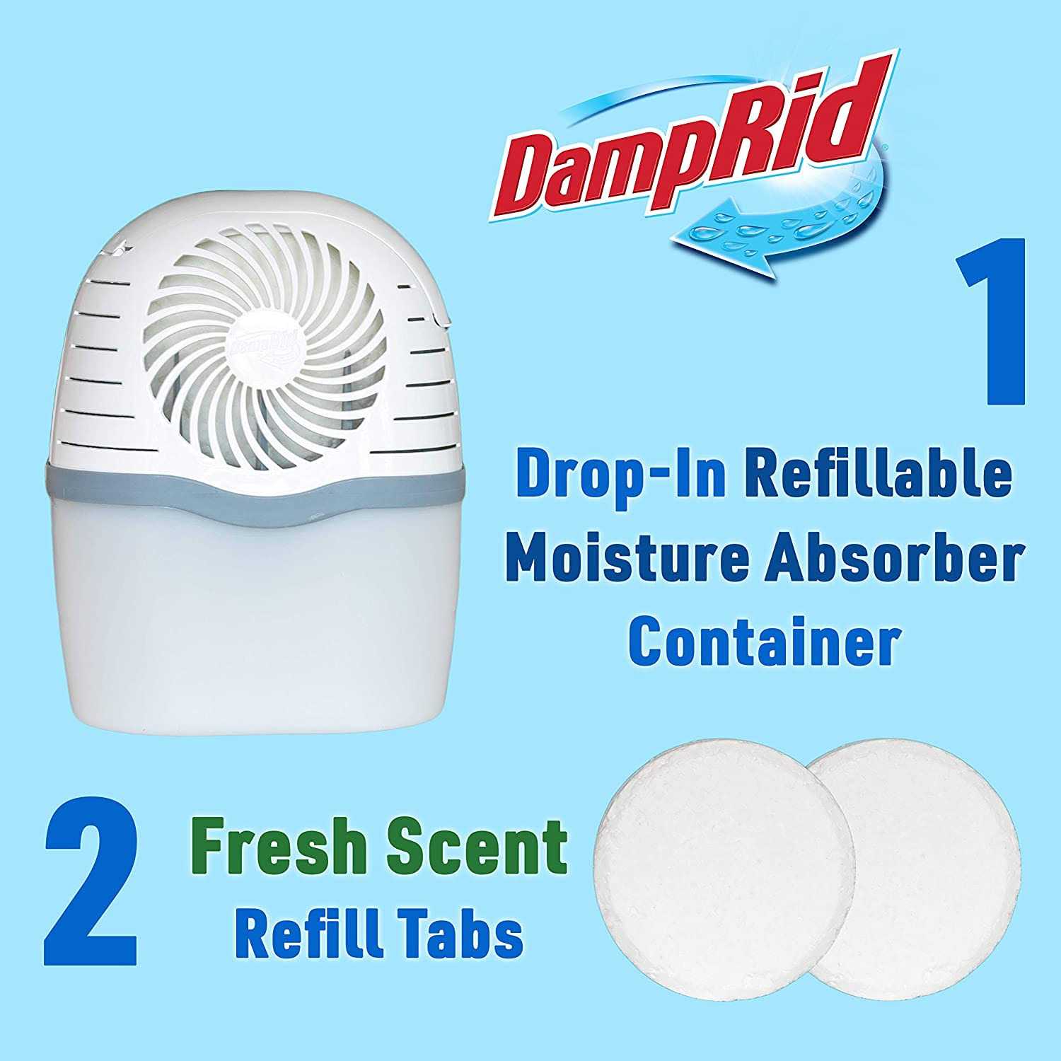 Damprid Drop Starter Kit with 2 Moisture Absorbing Tabs Odor Eliminator for Fresher - Image 2