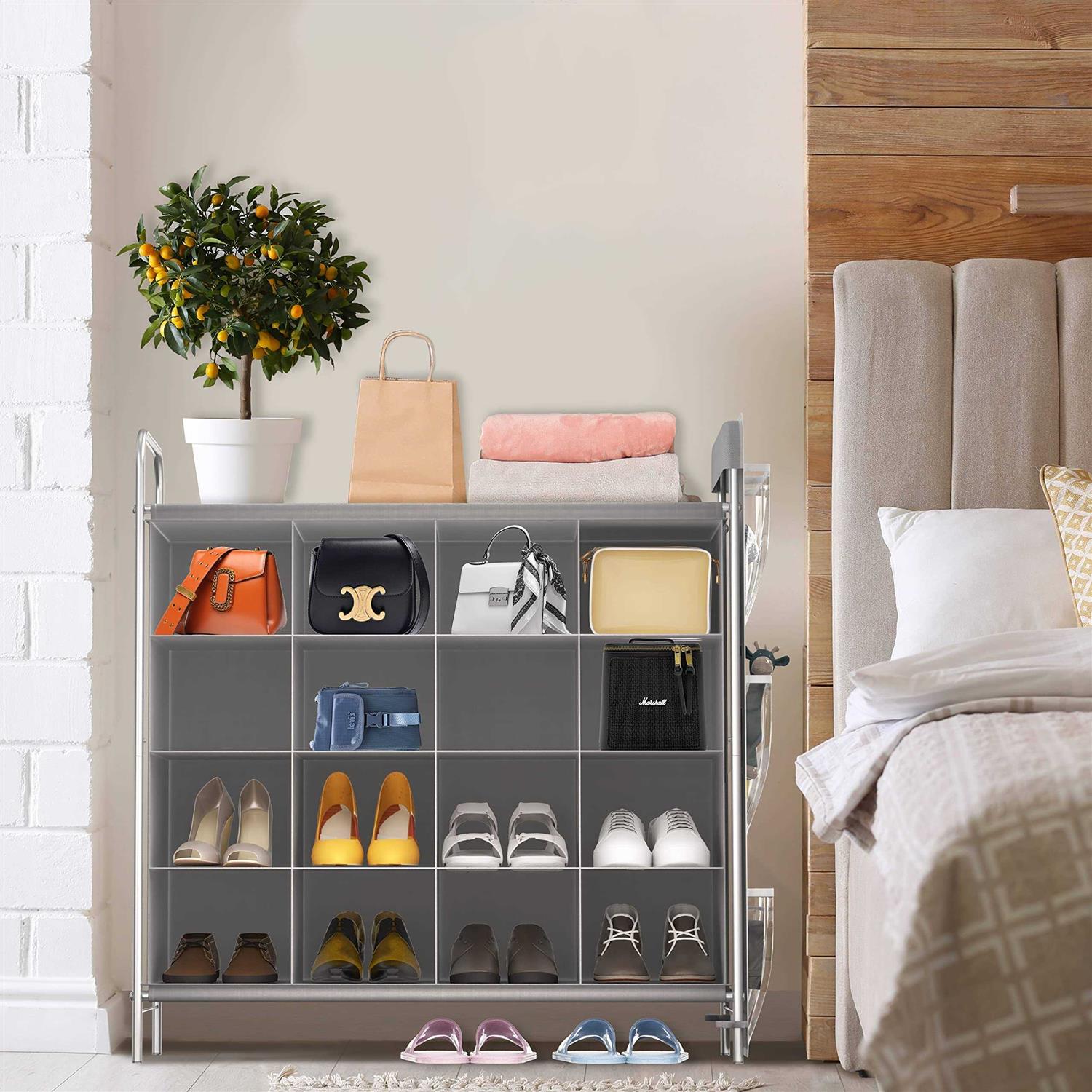 simple houseware 4-tier 16-Cube Shoe Rack Organizer - Image 3
