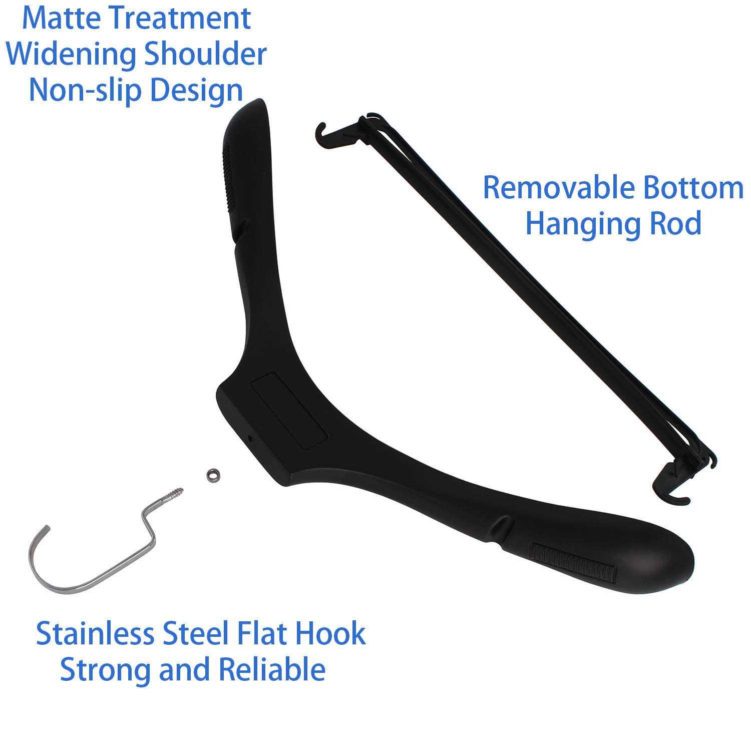 Alternative view of DEDU Plastic Extra Wide Suit Hangers Pack of 15