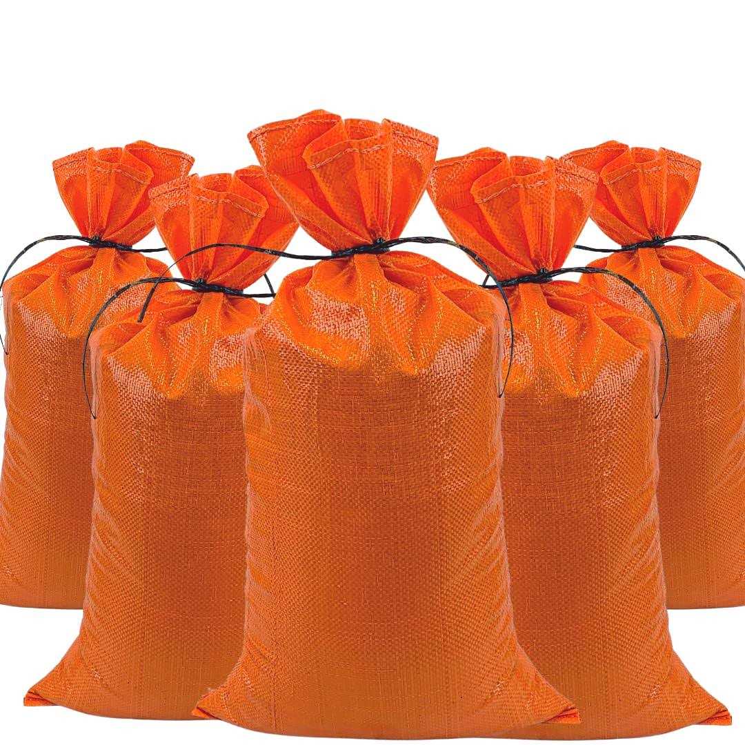 Durasack 14 in. x 26 in. Orange Woven Sand Bags with Tie String SB-1426ORG - Image 2