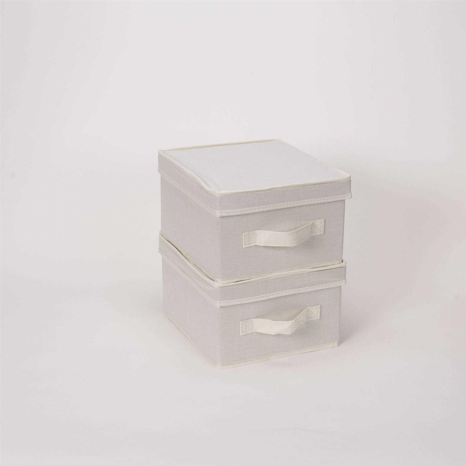 Household Essentials Canvas Storage Box with Lid - Image 2