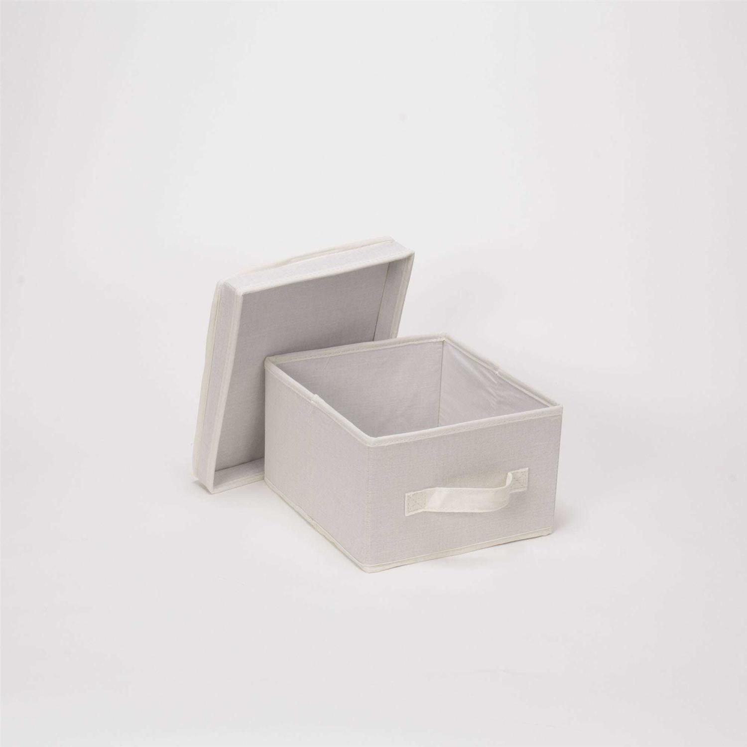 Household Essentials Canvas Storage Box with Lid - Image 3
