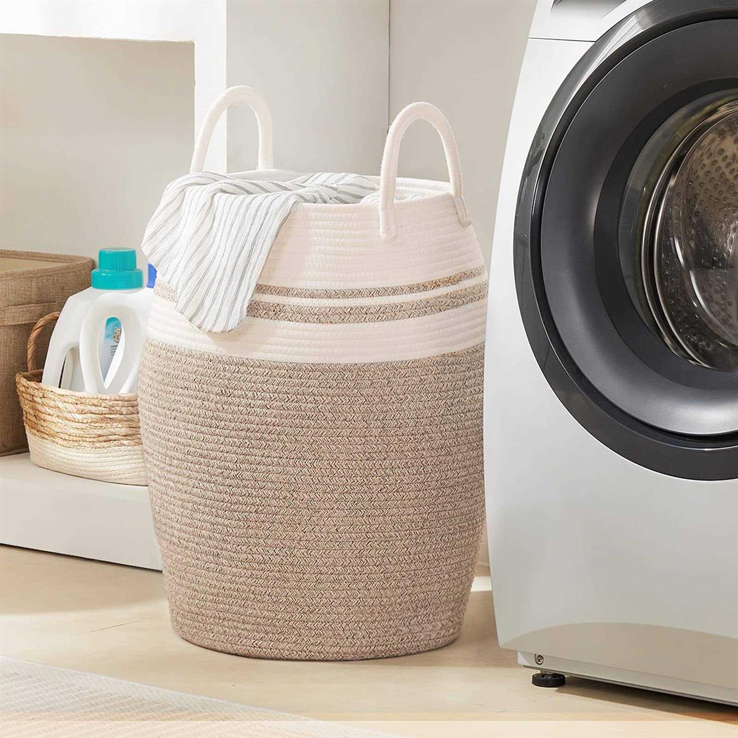 Fiona's magic 105l Large Laundry Hamper Basket Woven Tall Clothes Hamper for Laundr - Image 2