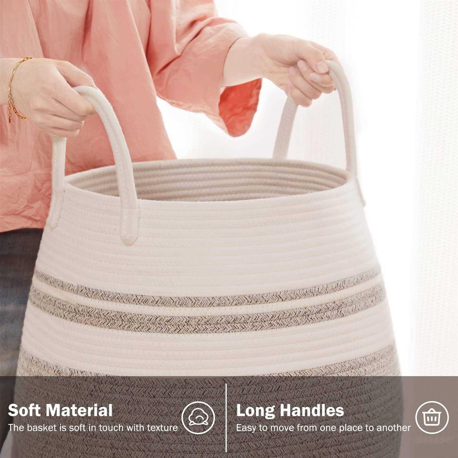 Fiona's magic 105l Large Laundry Hamper Basket Woven Tall Clothes Hamper for Laundr - Image 3