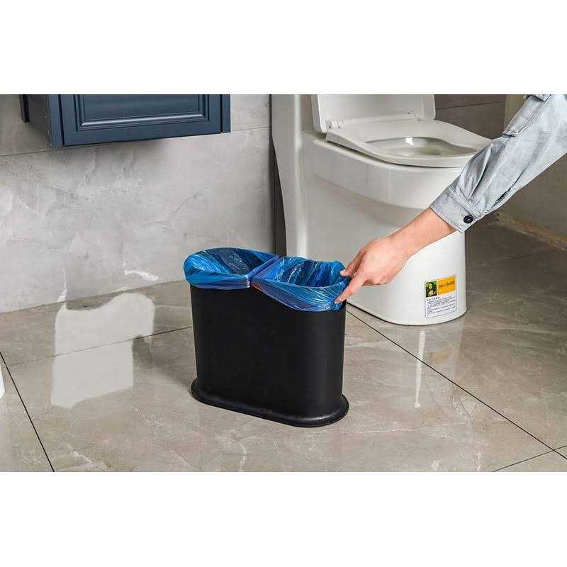 KLGO 10 Liter Slim Plastic Trash Can with Lid,2.4 Gallon Double Barrel Waste Basket,Rectangular Garbage Container Bin for Bathroom,Bedroom,Kitchen - Image 2