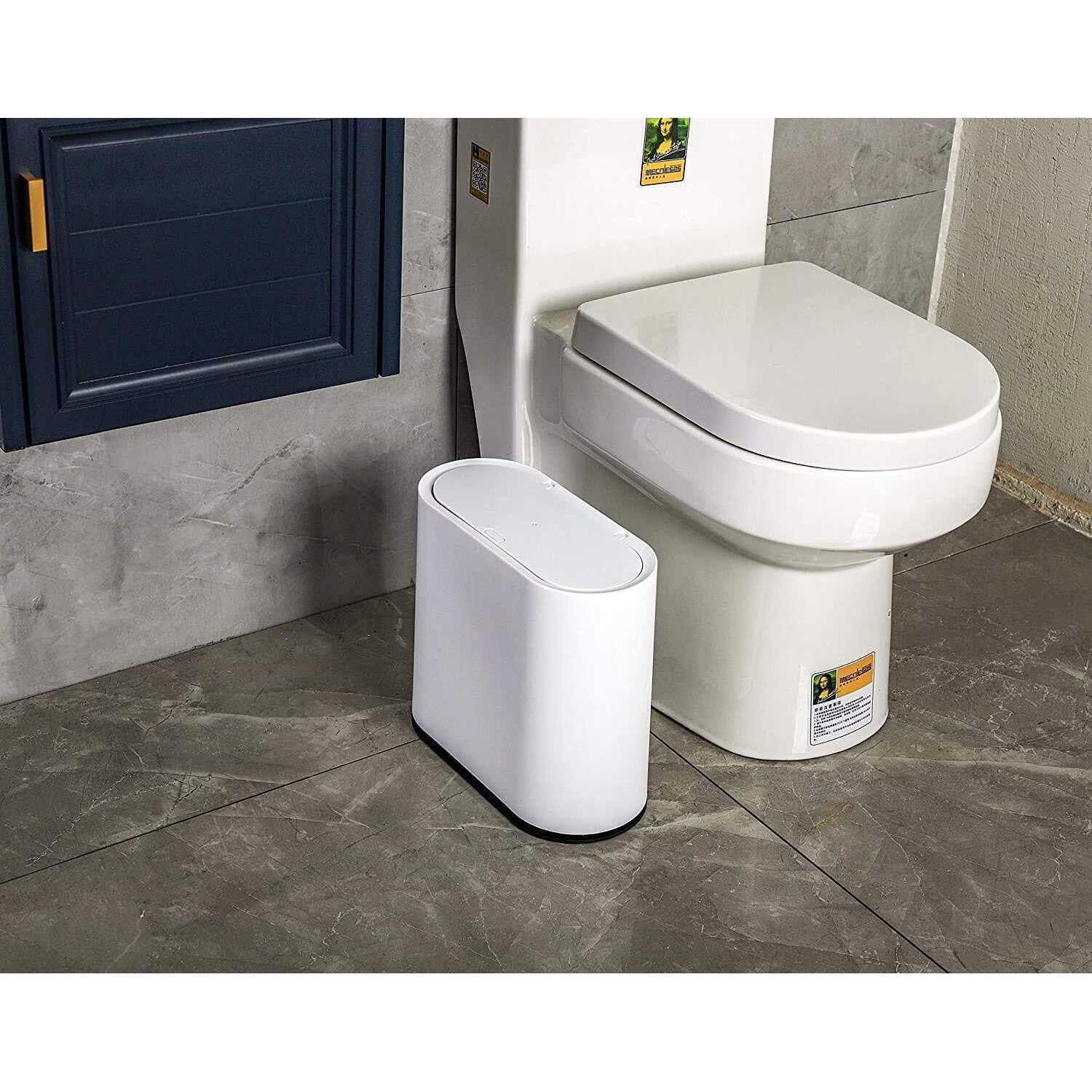 KLGO 10 Liter Slim Plastic Trash Can with Lid,2.4 Gallon Double Barrel Waste Basket,Rectangular Garbage Container Bin for Bathroom,Bedroom,Kitchen - Image 4