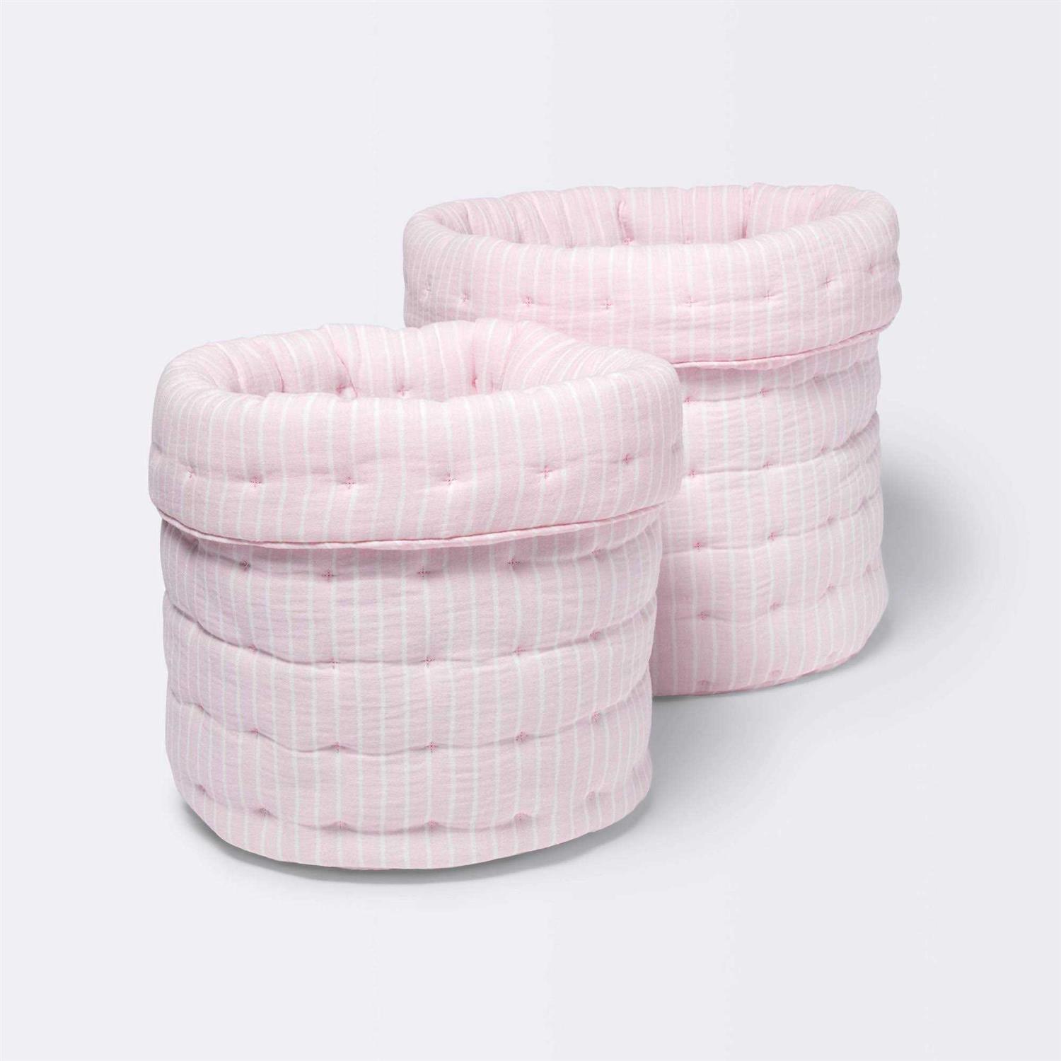 Cloud Island Quilted Gauze Medium Round Storage Bin