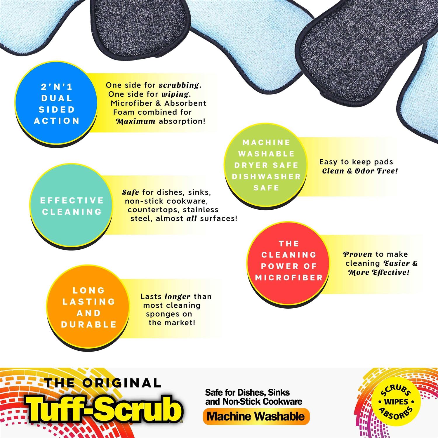 Original Tuff-Scrub Professional Microfiber Scrub 'N' Wipe Cleaning Sponge Pads - Image 2