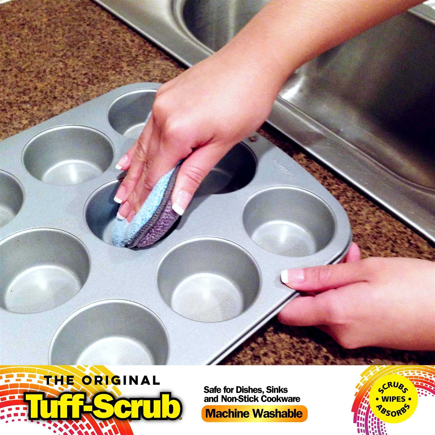 Original Tuff-Scrub Professional Microfiber Scrub 'N' Wipe Cleaning Sponge Pads - Image 5