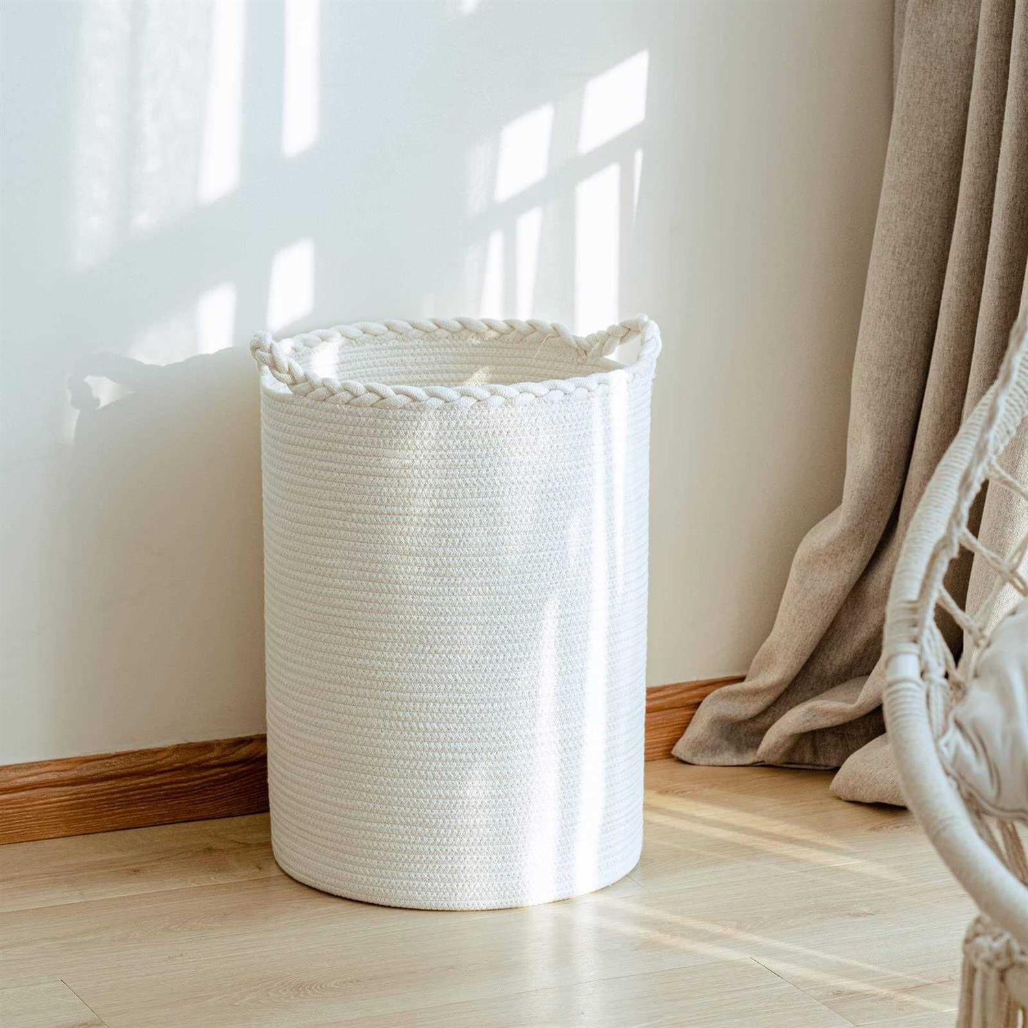 Homlikelan 72L Cotton Rope Woven Laundry Basket,Large Blanket Basket Tall Wic - Image 3