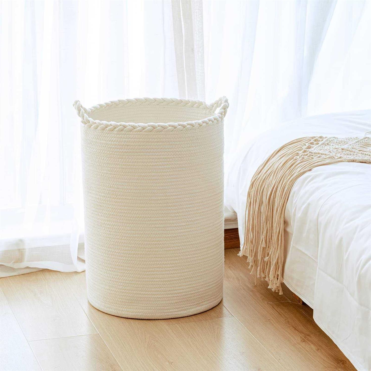 Homlikelan 72L Cotton Rope Woven Laundry Basket,Large Blanket Basket Tall Wic - Image 4
