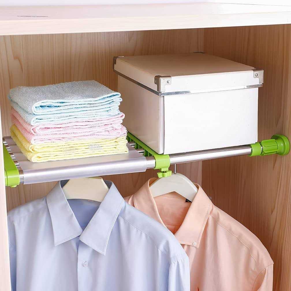 Hershii Closet Tension Shelf & Rod Expandable Metal Storage Rack Adjustable Organizer DIY Divider Separator for Cabinet Wardrobe - Image 2