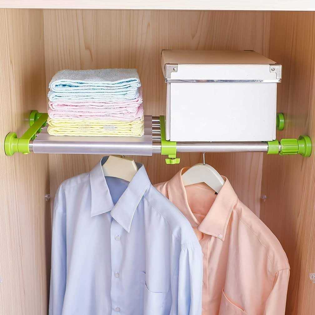Hershii Closet Tension Shelf & Rod Expandable Metal Storage Rack Adjustable Organizer DIY Divider Separator for Cabinet Wardrobe - Image 3