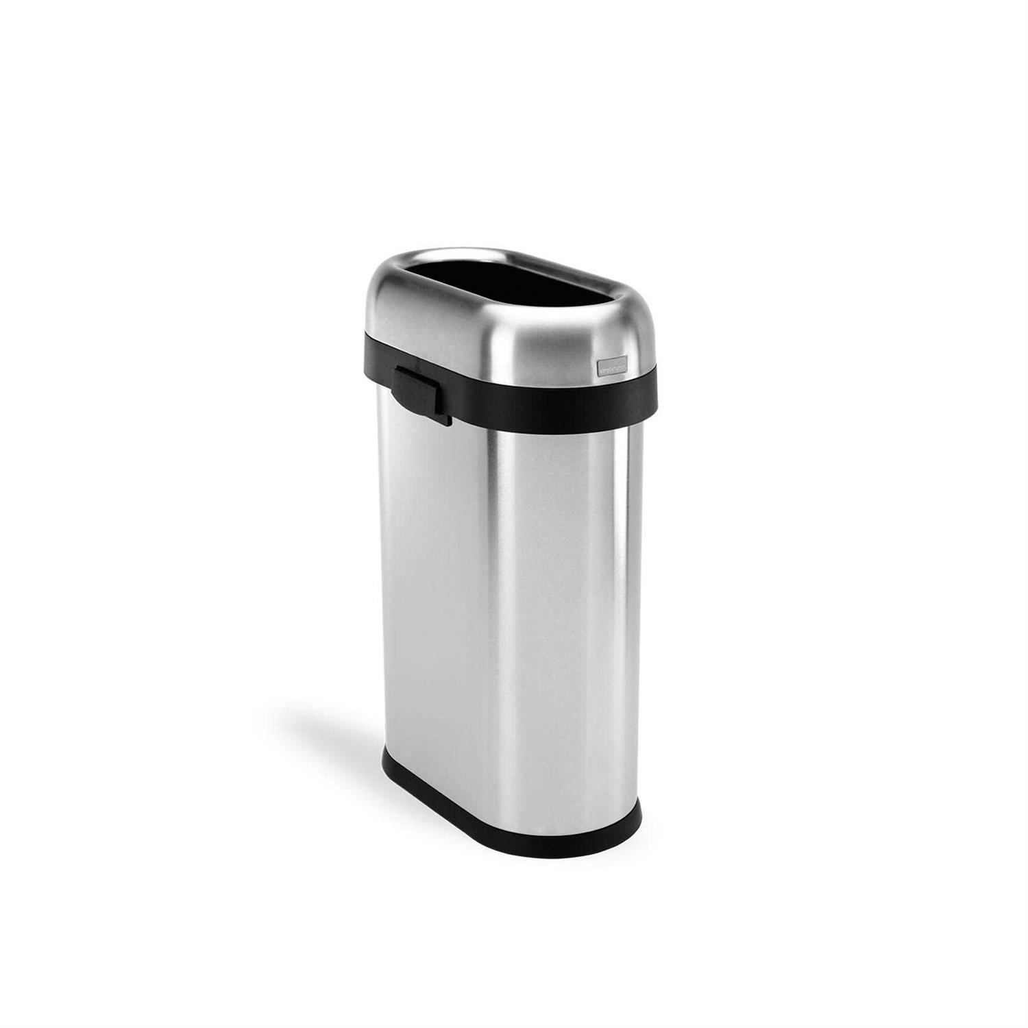 simplehuman Stainless Steel Slim Oval Open Top Trash Can
