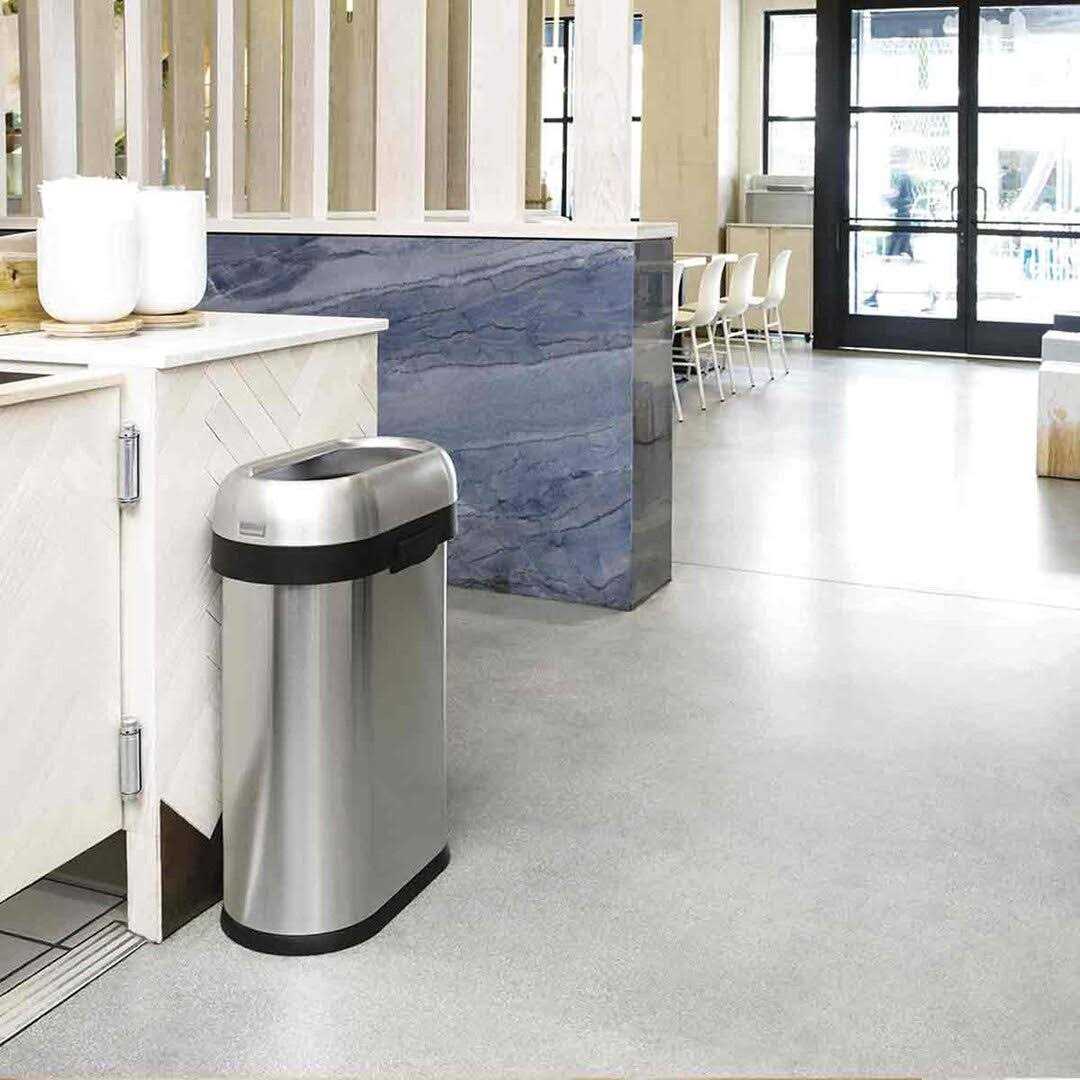 simplehuman Stainless Steel Slim Oval Open Top Trash Can - Image 2