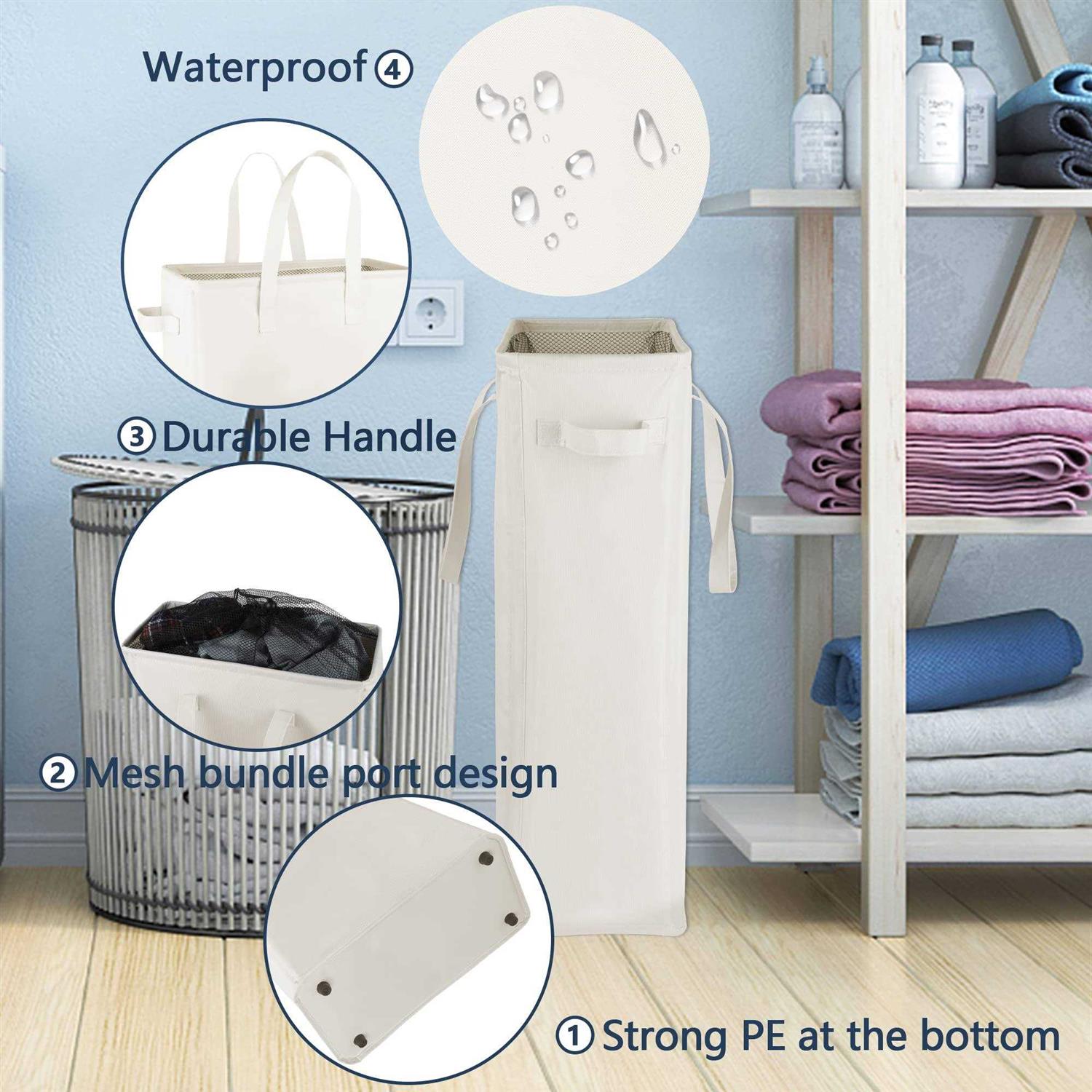 Odonata 45l Slim Laundry Hamper Handles Collapsible Laundry Basket Thin Dirty clothes Basket narrow Laundry bag foldable Dirty Hamper - Image 3