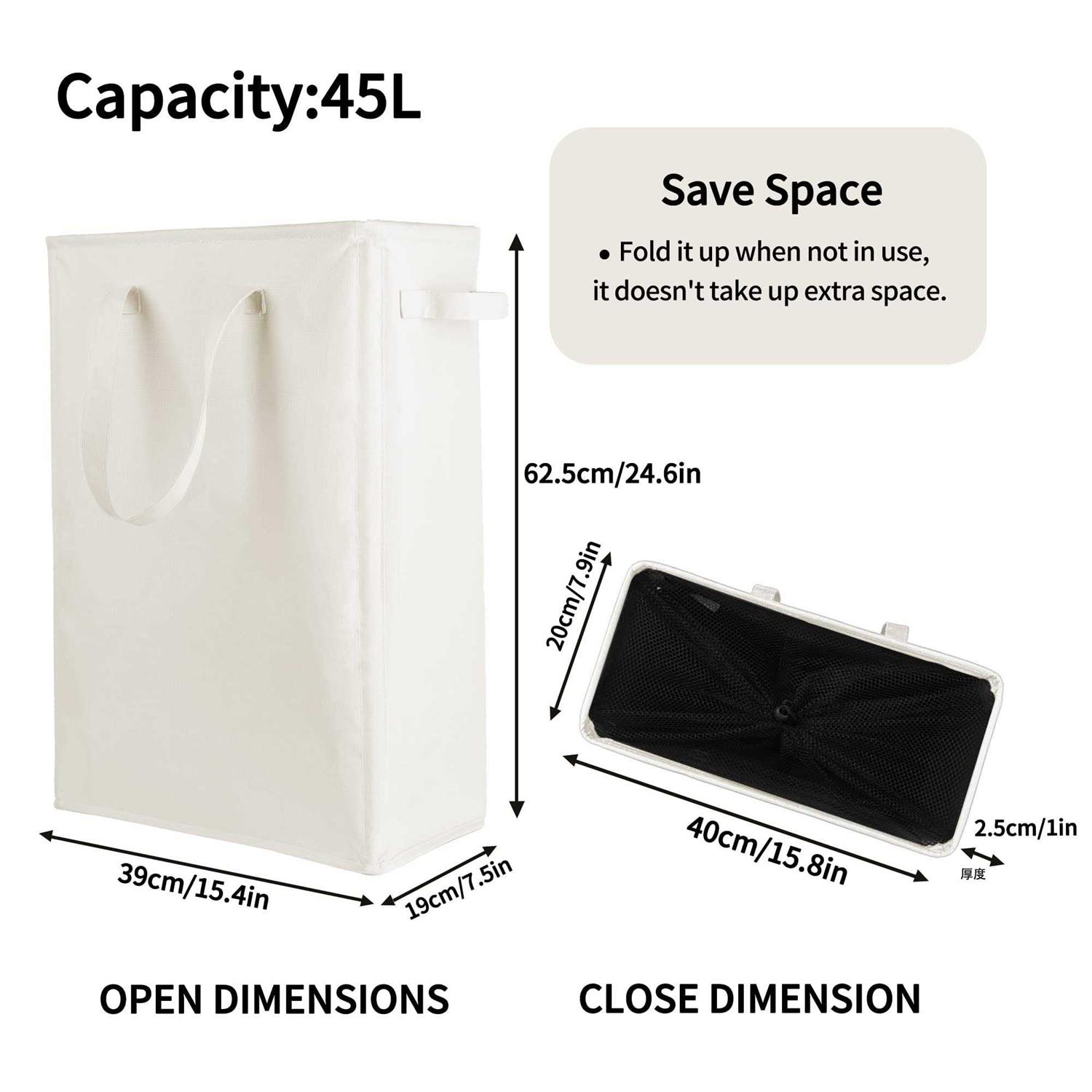 Odonata 45l Slim Laundry Hamper Handles Collapsible Laundry Basket Thin Dirty clothes Basket narrow Laundry bag foldable Dirty Hamper - Image 4