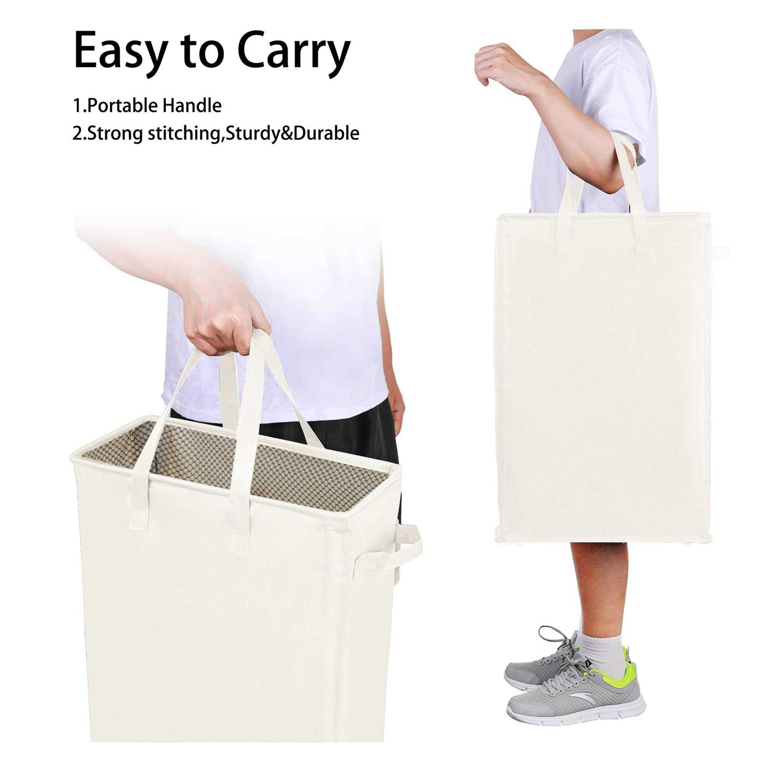 Odonata 45l Slim Laundry Hamper Handles Collapsible Laundry Basket Thin Dirty clothes Basket narrow Laundry bag foldable Dirty Hamper - Image 5