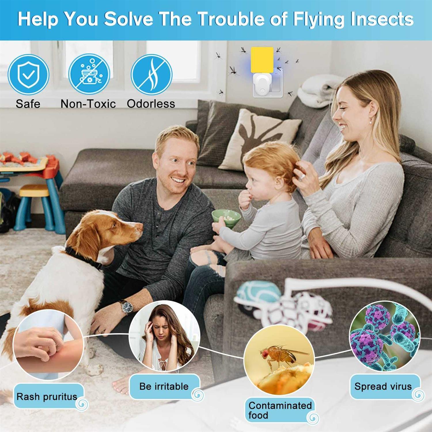 HiAnifri Flying Insect Trap Plug-in 2023 Upgrade Mosquito Trap Gnat Killer Safe Non-toxic Uv Light Attractant Indoor Plug-in Night Light Fly Trap - Image 3
