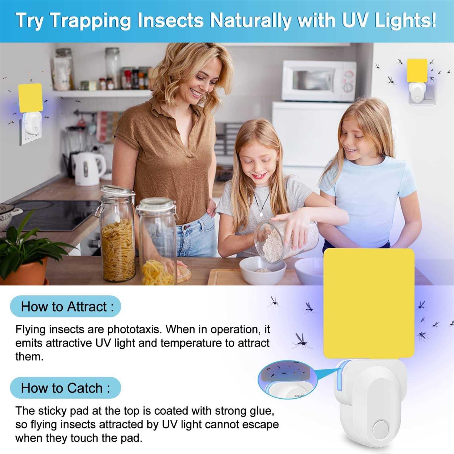 HiAnifri Flying Insect Trap Plug-in 2023 Upgrade Mosquito Trap Gnat Killer Safe Non-toxic Uv Light Attractant Indoor Plug-in Night Light Fly Trap - Image 4