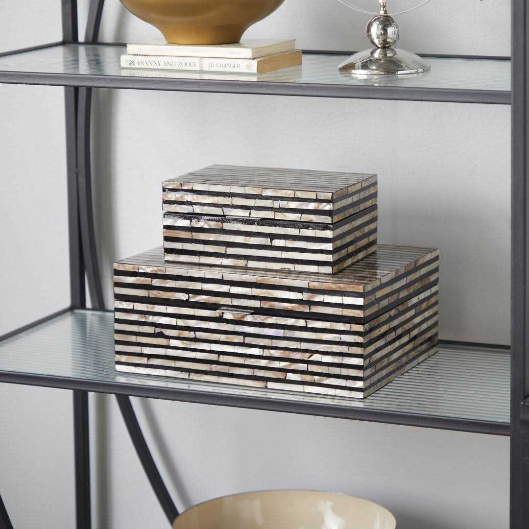Langley Street® Keifer 2 Piece Mother of Pearl Handmade Box with Hinged Lid Set - Image 4