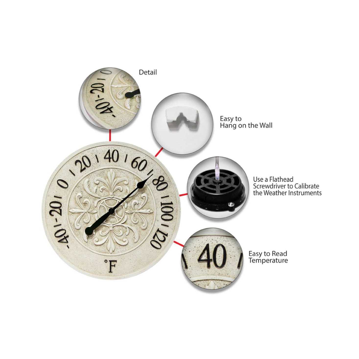 Infinity Instruments Blanc Fleur Wall Thermometer - Image 4