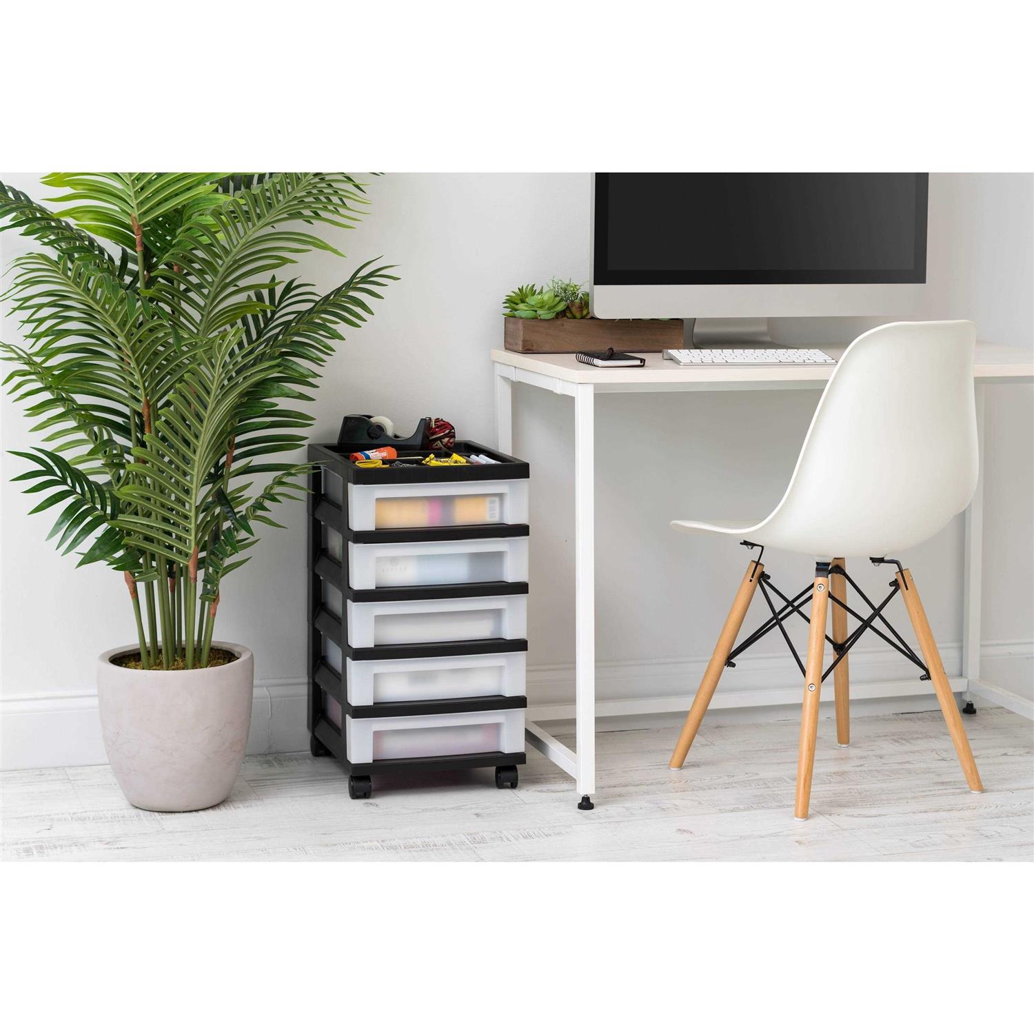 Iris 5 Drawer Storage Cart with Organizer Top - Image 3