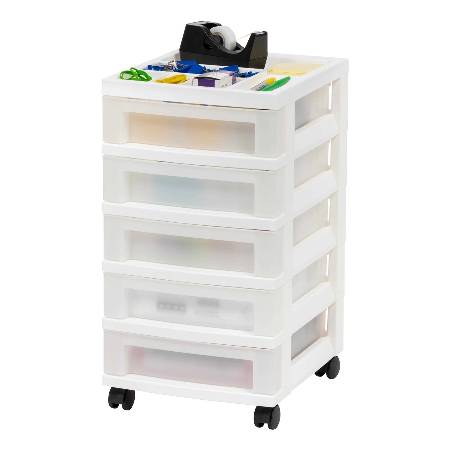 Iris 5 Drawer Storage Cart with Organizer Top - Image 2