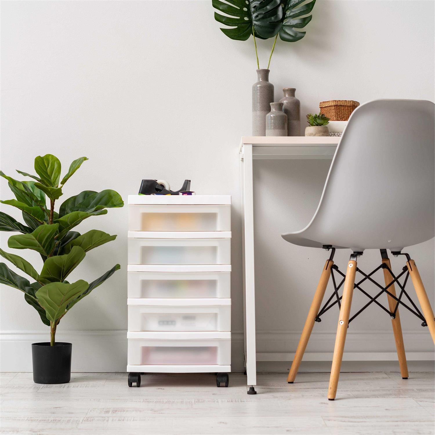 Iris 5 Drawer Storage Cart with Organizer Top - Image 4