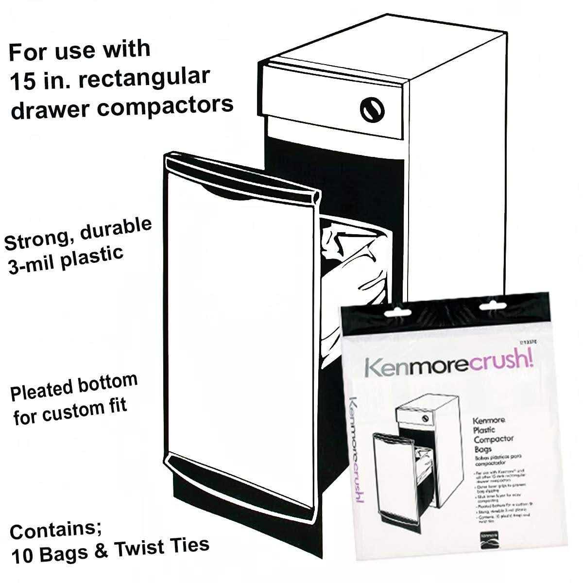 FKE Heavy Duty Trash Compactor Bags 60 Count Fits All 15-inch Rectangular Drawer Compactors - Image 2