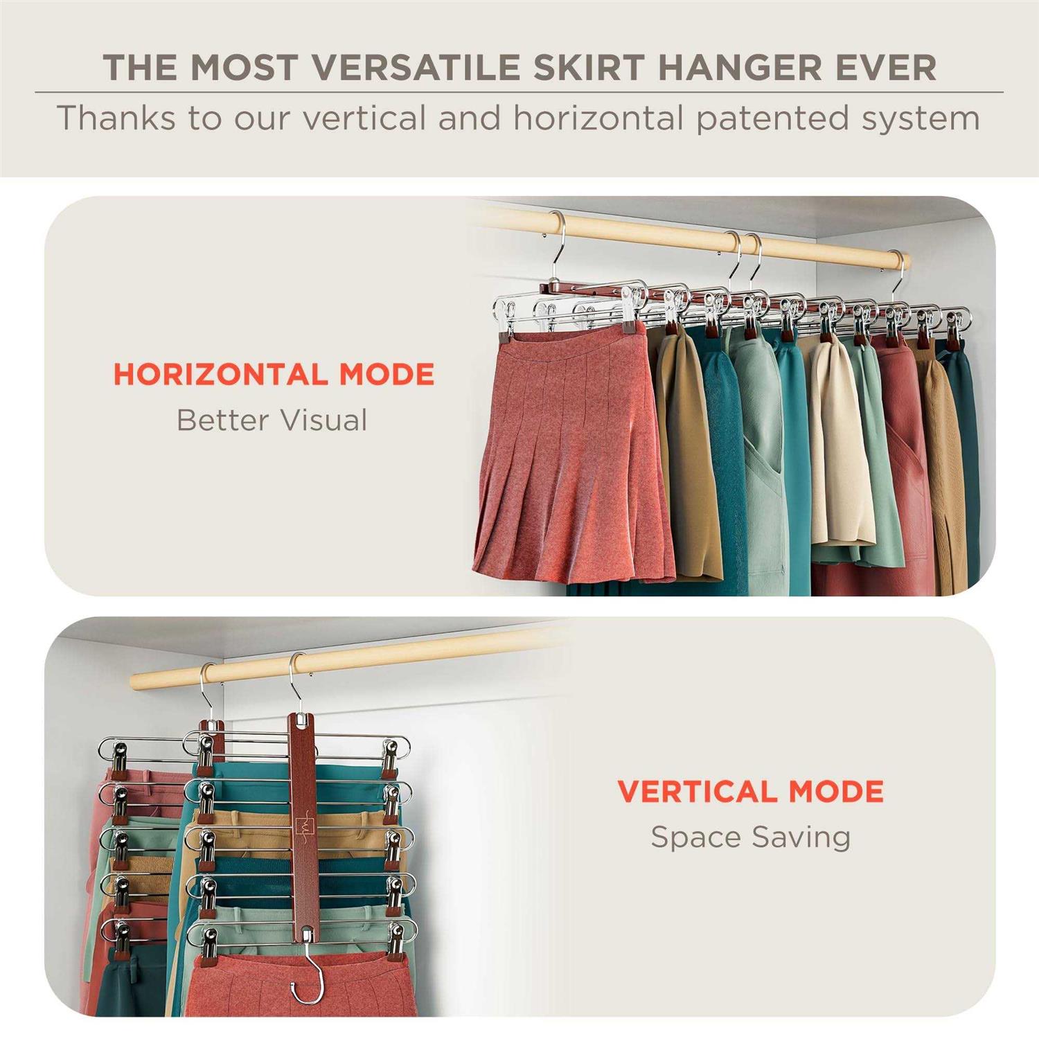moralve skirt hangers space saving european beechwood shorts hangers & skirt hangers - Image 4