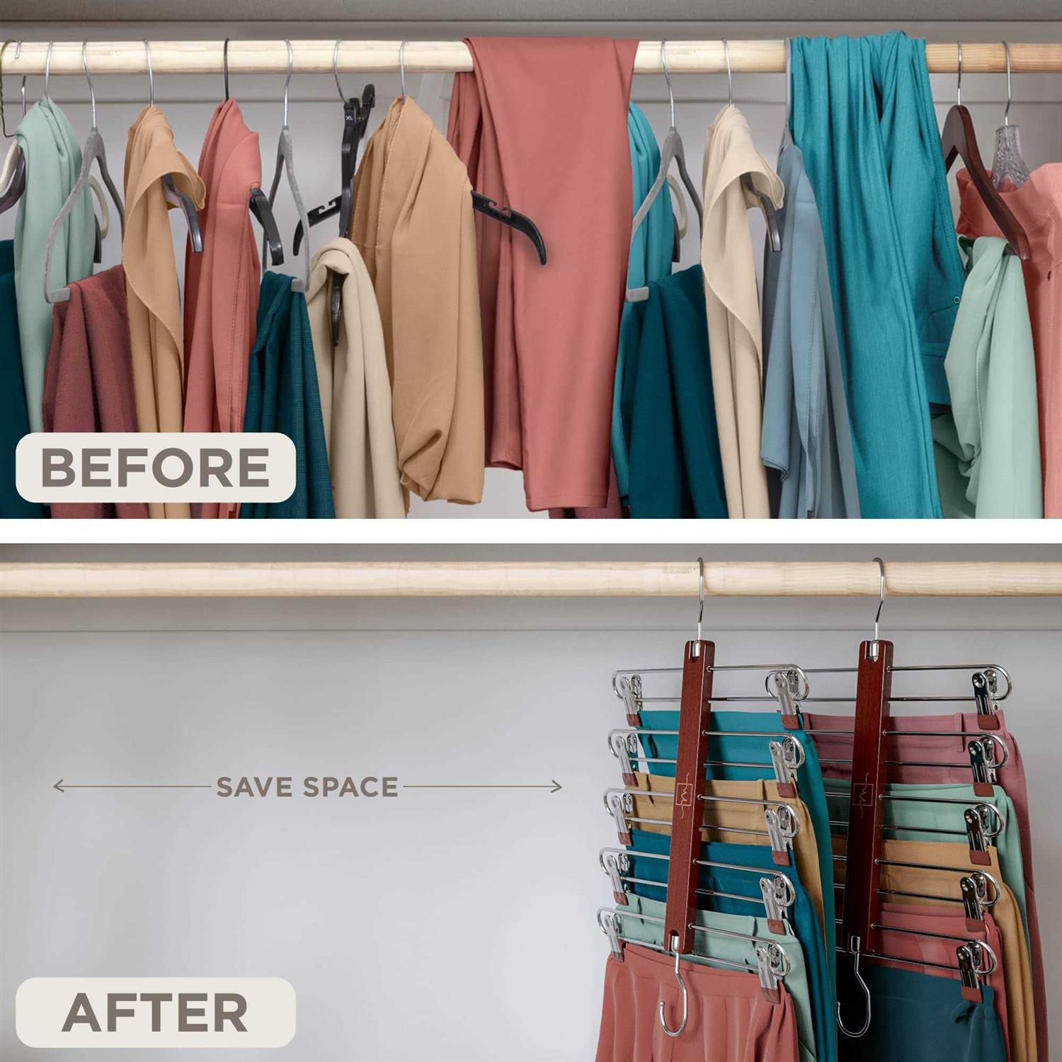 moralve skirt hangers space saving european beechwood shorts hangers & skirt hangers - Image 5