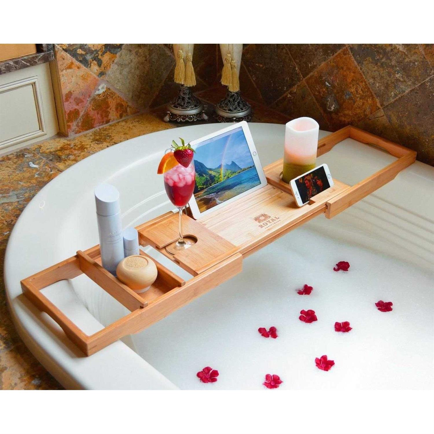 Royal Craft Wood Luxury Bathtub Caddy Tray Bath Tray - Image 2