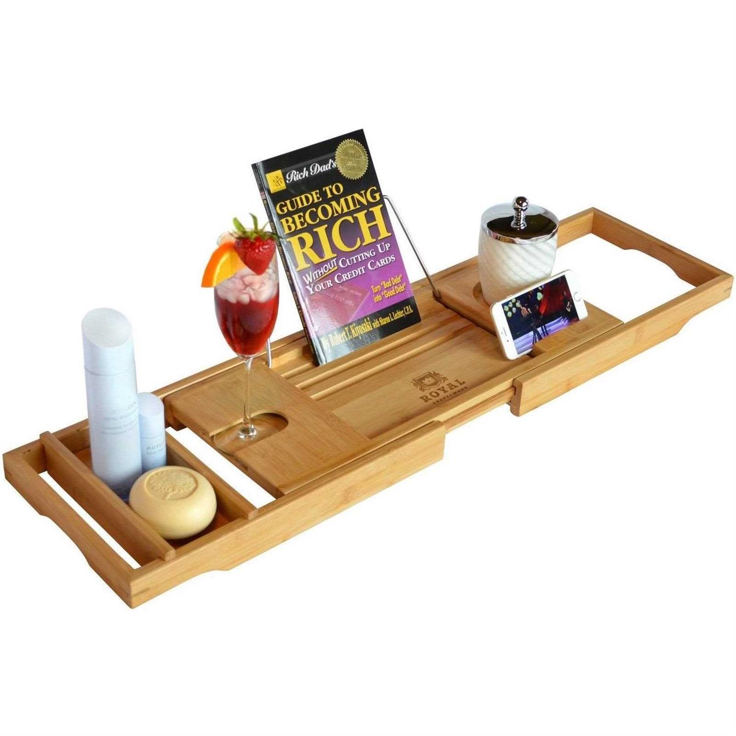 Royal Craft Wood Luxury Bathtub Caddy Tray Bath Tray - Image 5