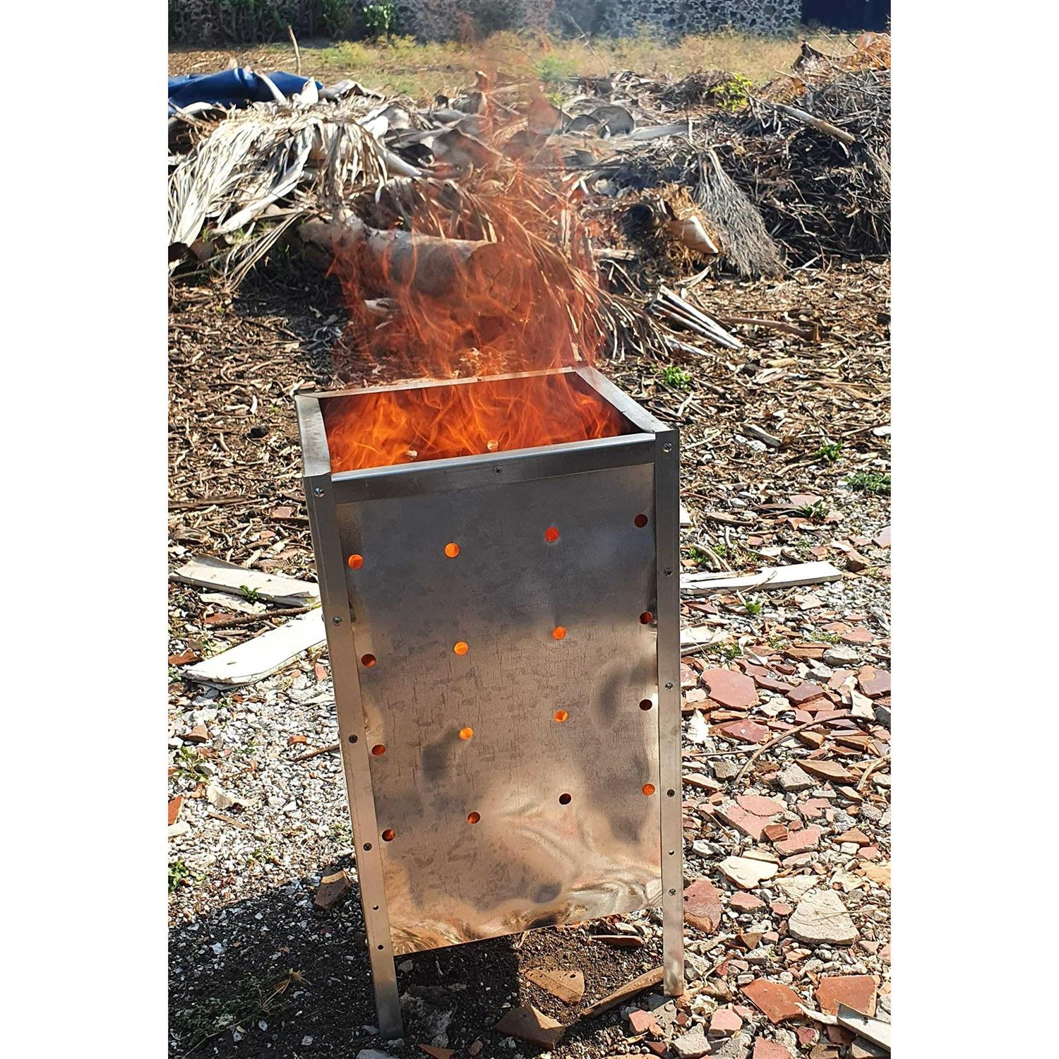 Marabuut Garden Waste Incinerator Large 29 x 16 Square Galvanized Burn Barrel Trash Can - Image 2