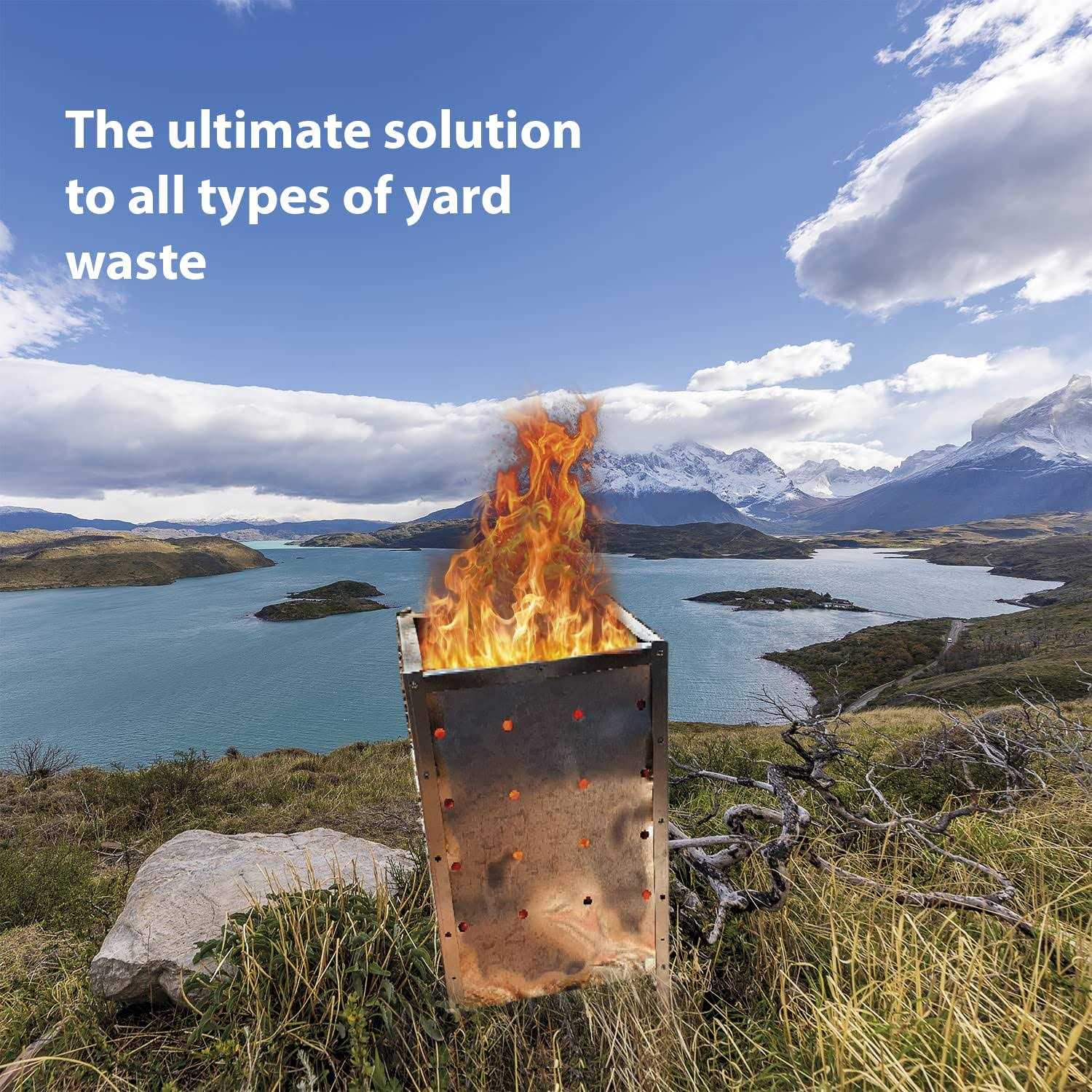 Marabuut Garden Waste Incinerator Large 29 x 16 Square Galvanized Burn Barrel Trash Can - Image 3