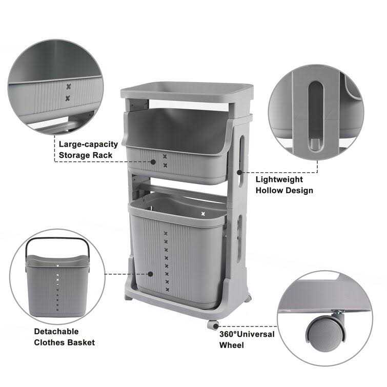 Laundry Cart with Removable Laundry Basket - Image 4