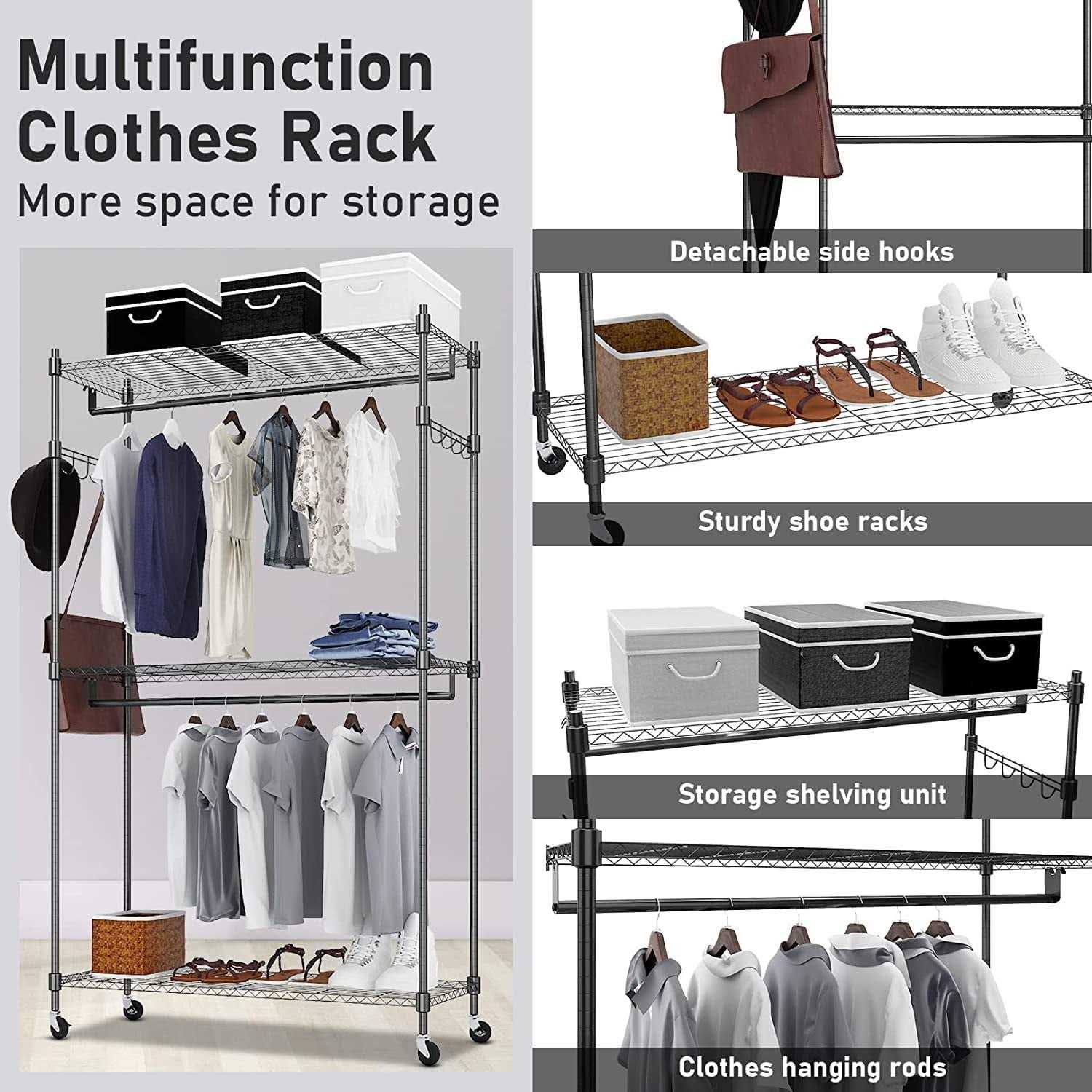 Heavy Duty Garment Rack on Wheels Portable clothes Racks for hanging clothes - Image 3