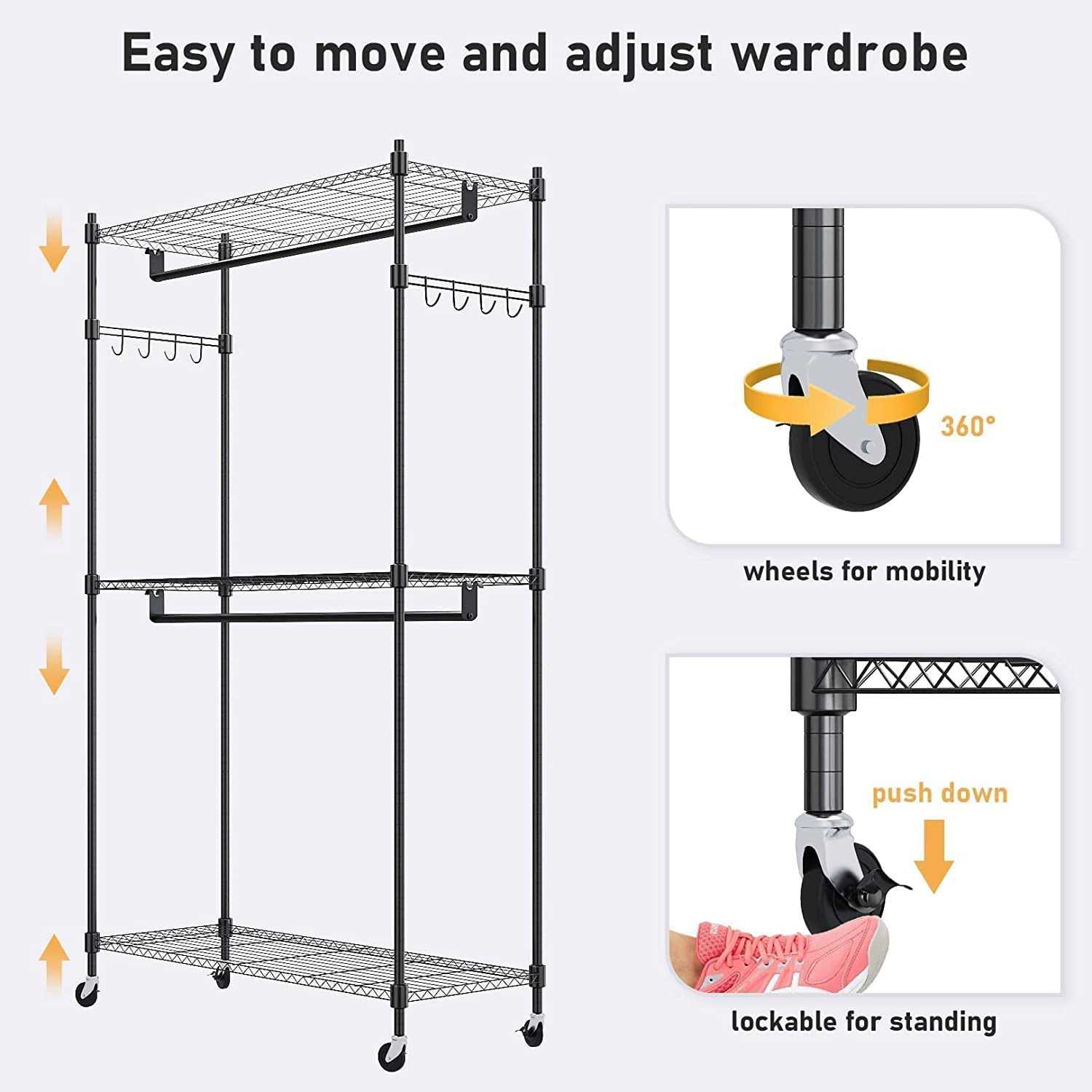 Heavy Duty Garment Rack on Wheels Portable clothes Racks for hanging clothes - Image 4