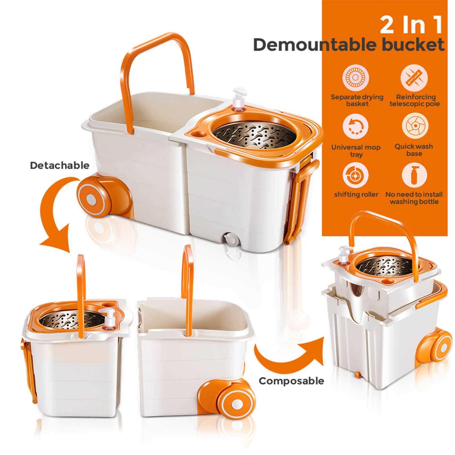 Masthome® Easy Wring Microfiber Spin Mop & Bucket System Set - Image 2